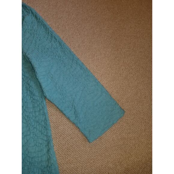 Womens Dress-HABITAT-blue cotton stretch textured shift lagenlook Artsy 3/4-XL - Picture 3 of 4